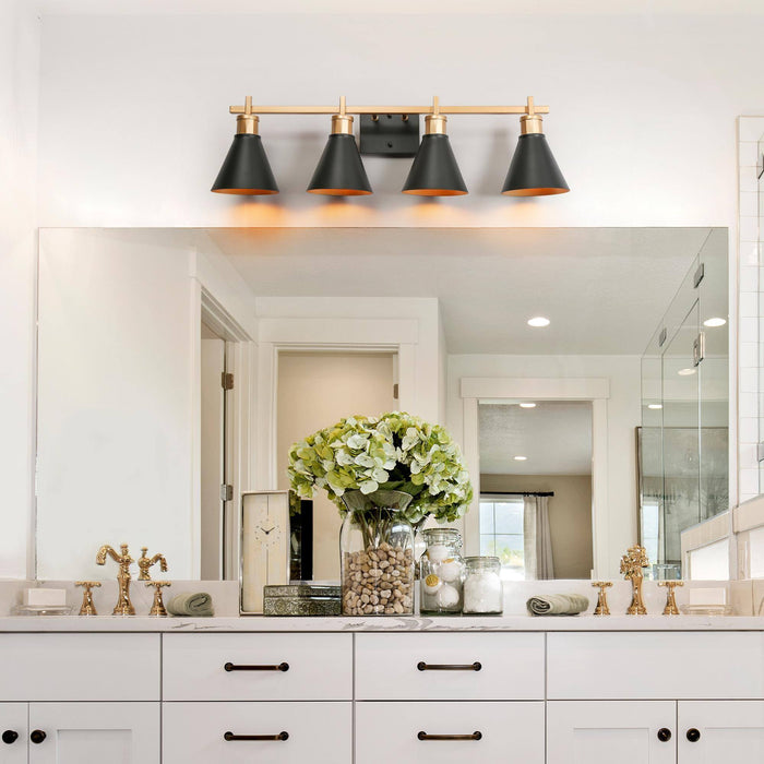 Umbrim 4-Light Black and Gold Bathroom Vanity Light
