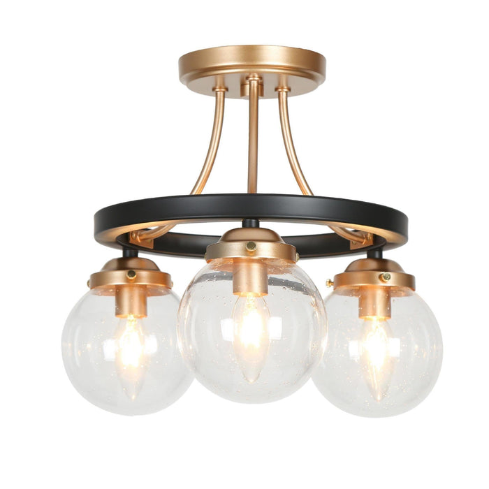 Lacorin 3-Light Black and Gold Semi-Flush Mount Light