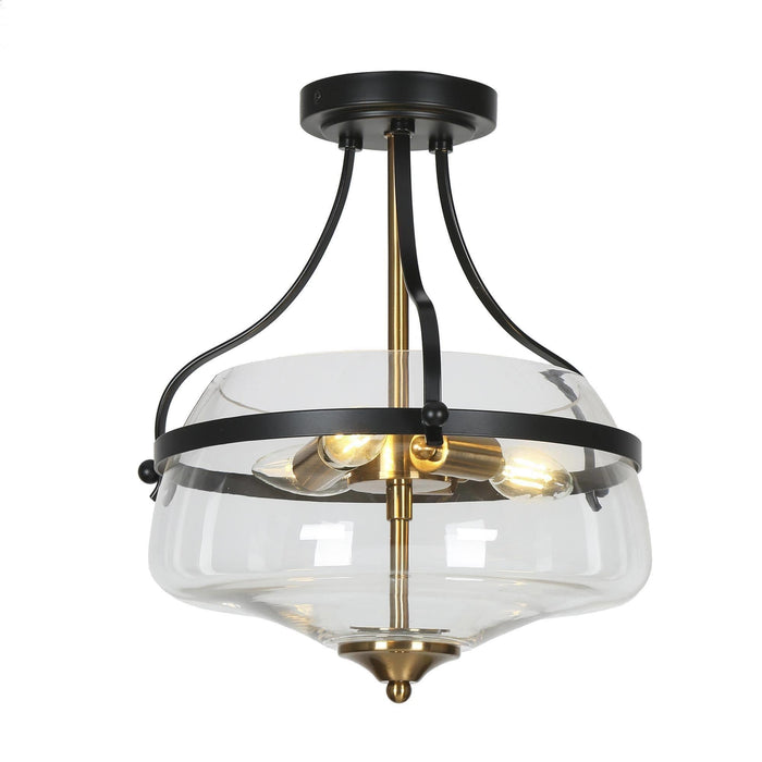 Dendria 3-Light Brass Semi-Flush Mount Light