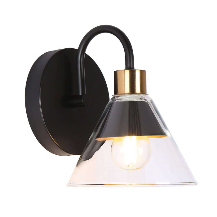Moolis 1-Light Black and Brass Wall Sconce