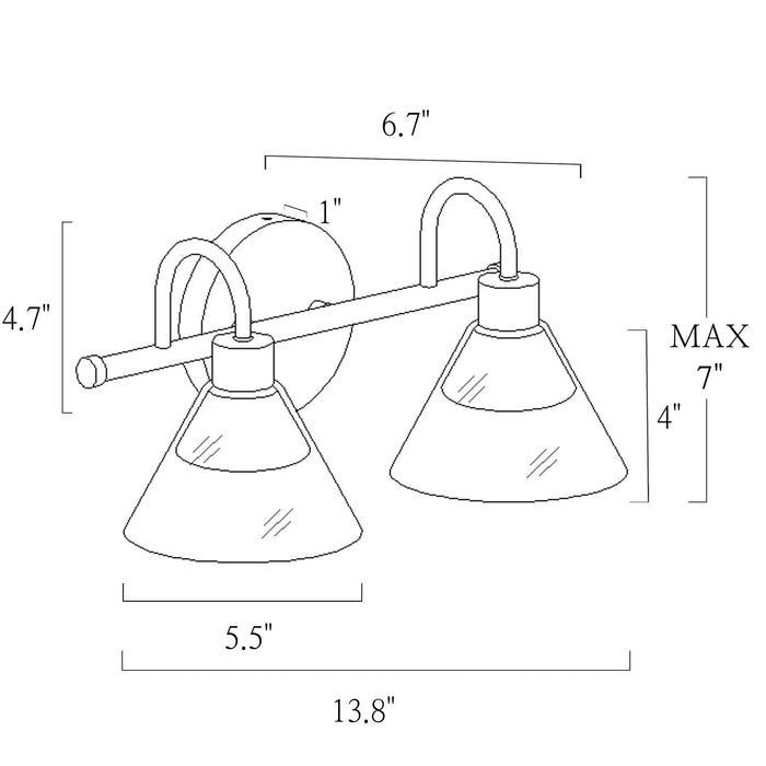 Moolis 2-Light Black and Brass Bathroom Vanity Light