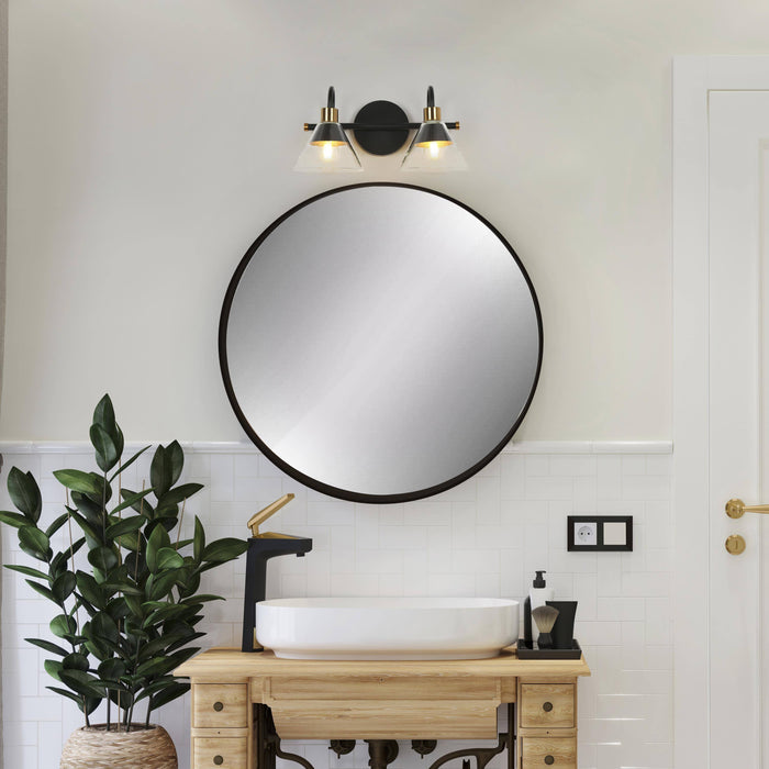 Moolis 2-Light Black and Brass Bathroom Vanity Light
