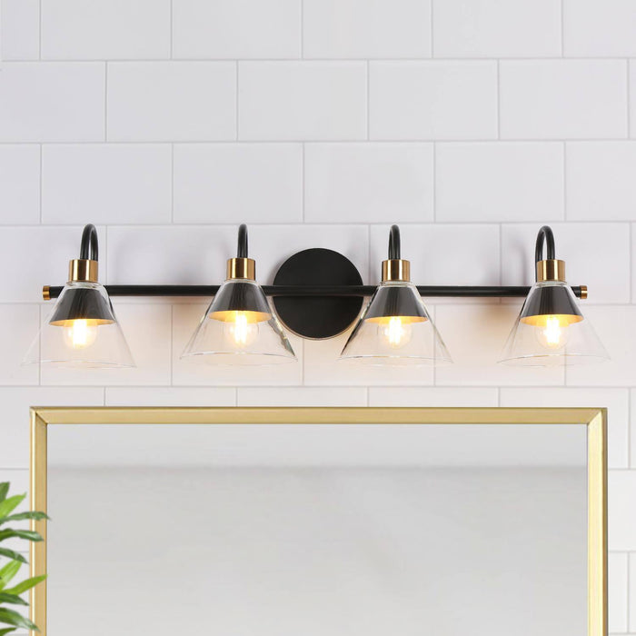 Moolis 4-Light Black and Brass Bathroom Vanity Light