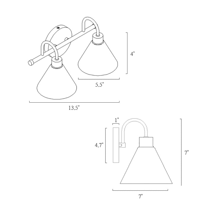 Senlian 2-Light Brass Bathroom Vanity Light