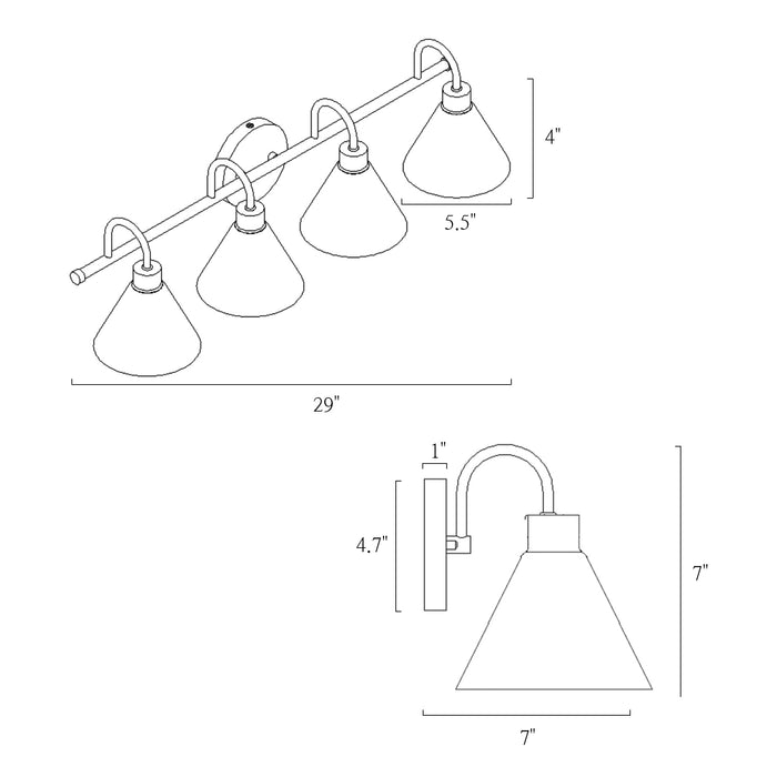 Senlian 4-Light Brass Bathroom Vanity Light