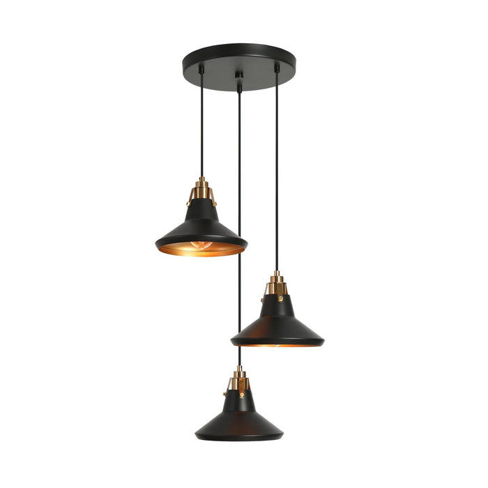 Tencan 3-Light Black and Brass Chandelier