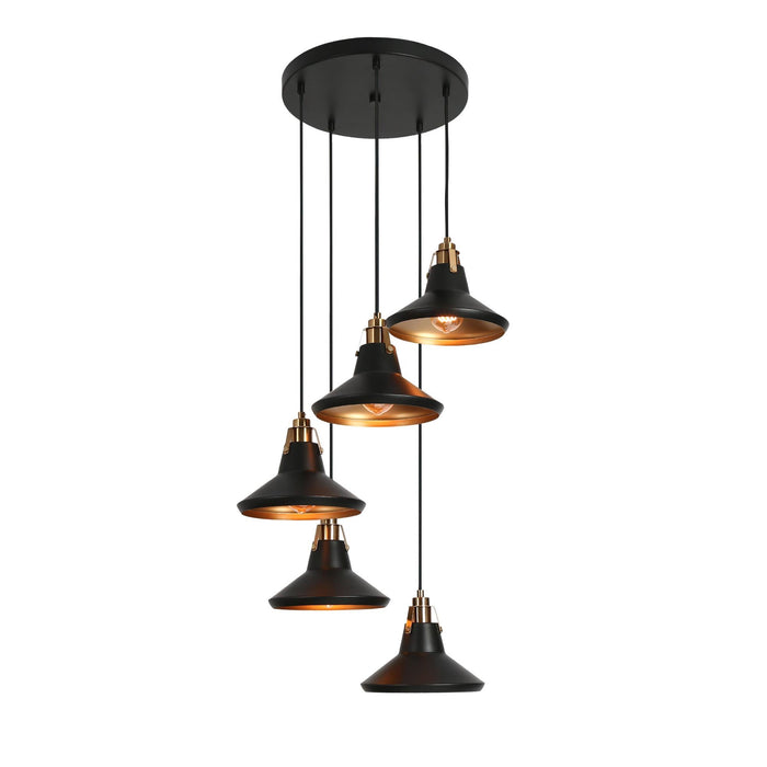 Tencan 5-Light Black and Brass Chandelier