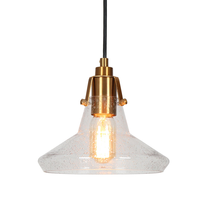 Tencan 1-Light Black and Brass Cone Pendant Light