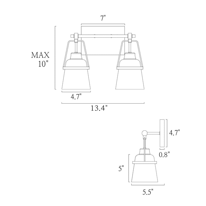 Dendro 2-Light Brass Bathroom Vanity Light