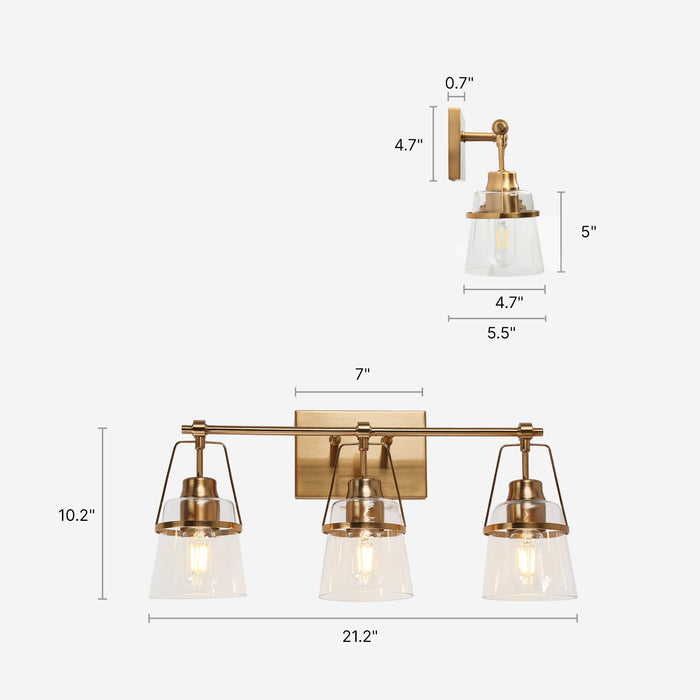 Dendro 3-Light Brass Bathroom Vanity Light