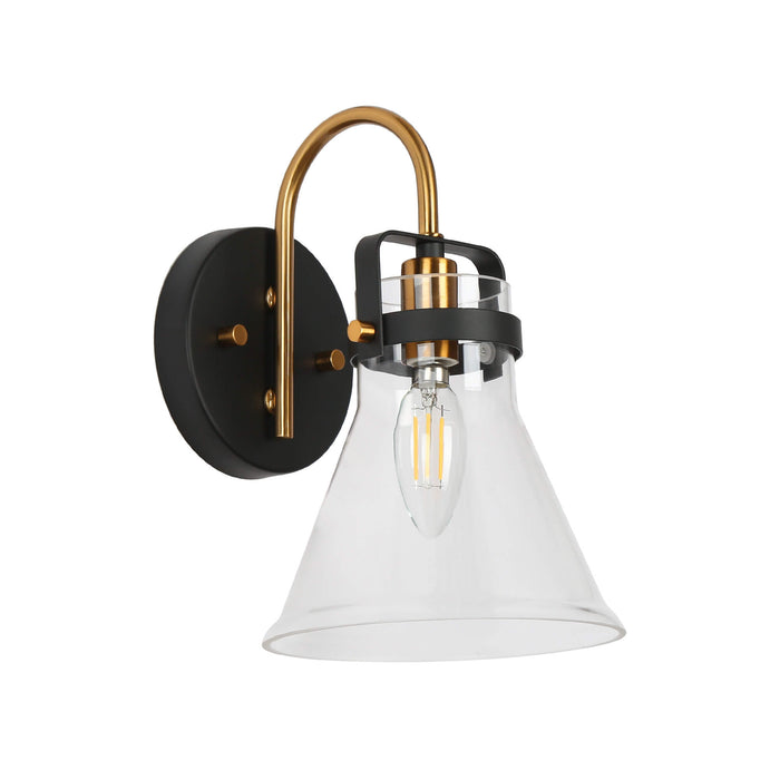 Xylono 1-Light Black and Brass Wall Sconce