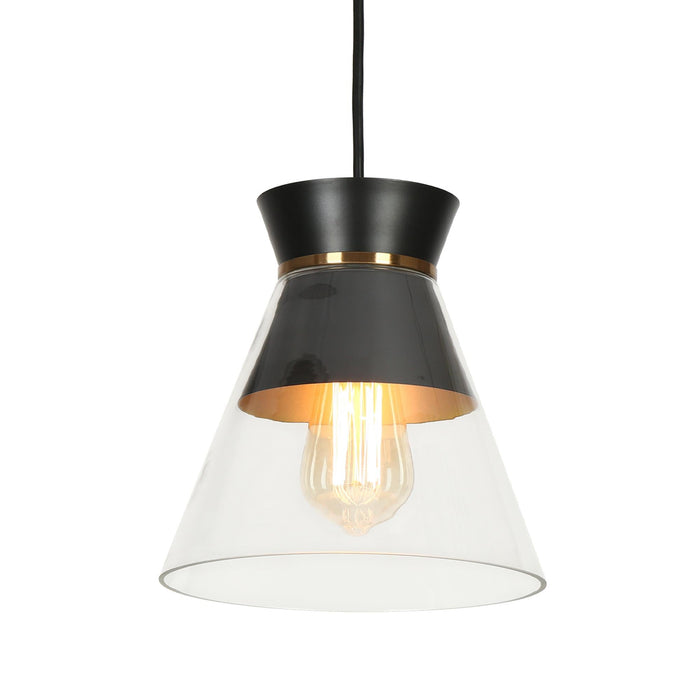 Noah 1-Light Black and Brass Pendant Light