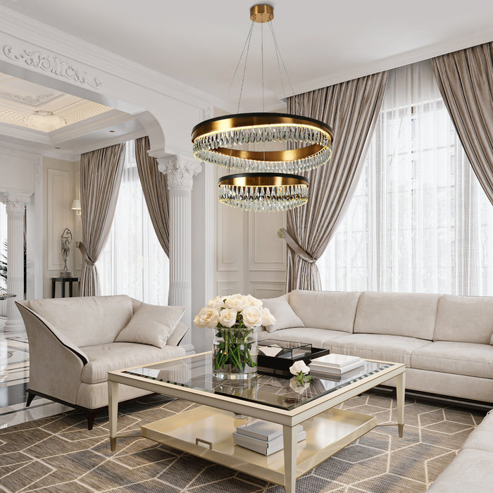 Andrel 2-Light LED Black and Brass Chandelier