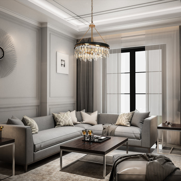 Guvian 4-Light Black and Brass Chandelier