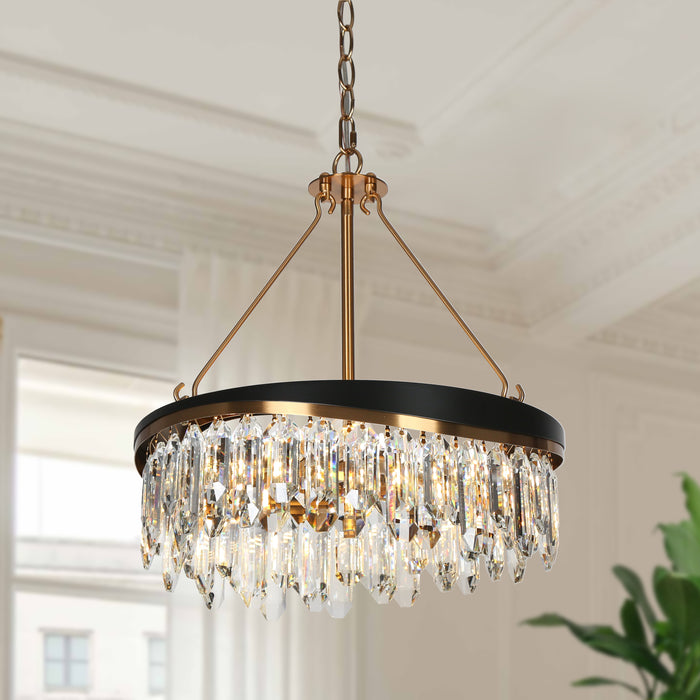 Guvian 4-Light Black and Brass Chandelier