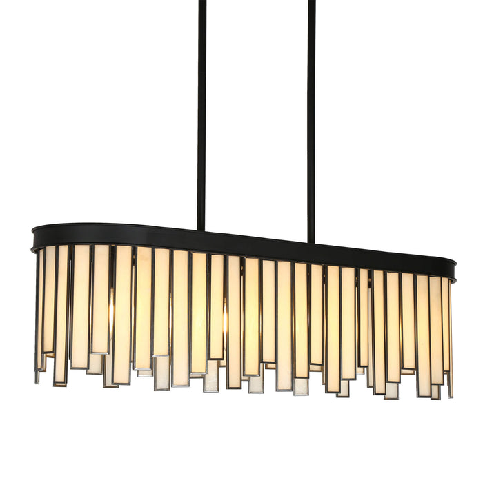 Tiriel 6-Light Black Glass Rectangle Island Light