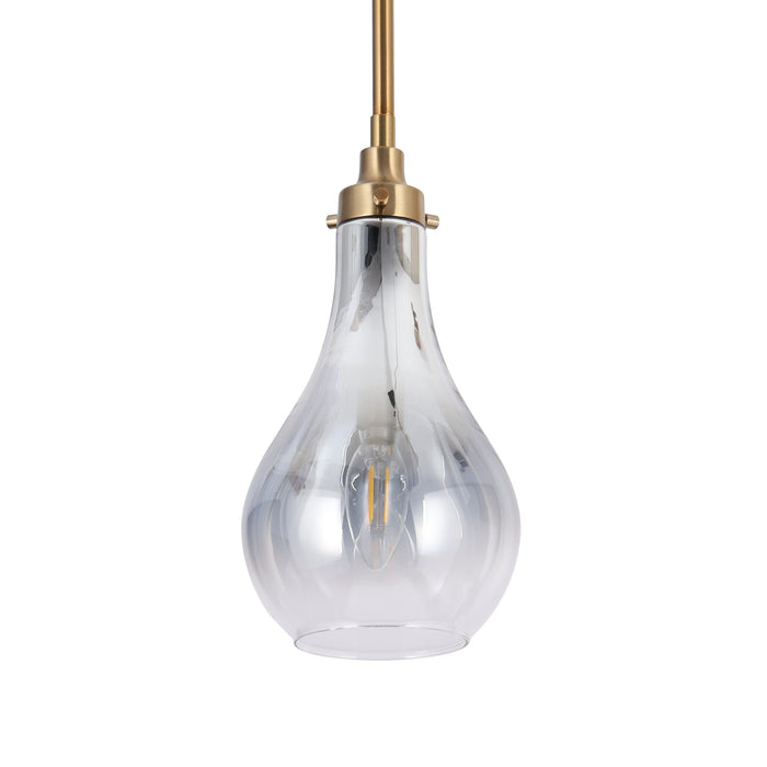 Luxite 1-Light Brass Glass Teardrop Pendant Light