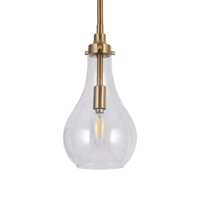 Luxite 1-Light Brass Teardrop Pendant Light