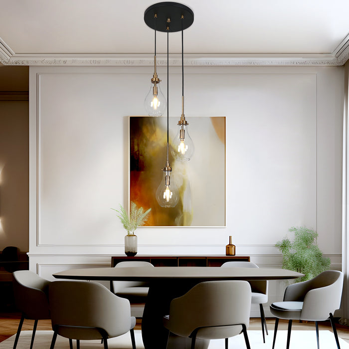 Maviren 3-Light Black And Brass Chandelier