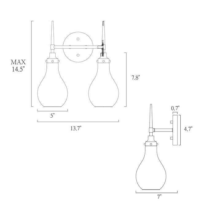 Luxite 2-Light Black and Brass Bathroom Vanity Light