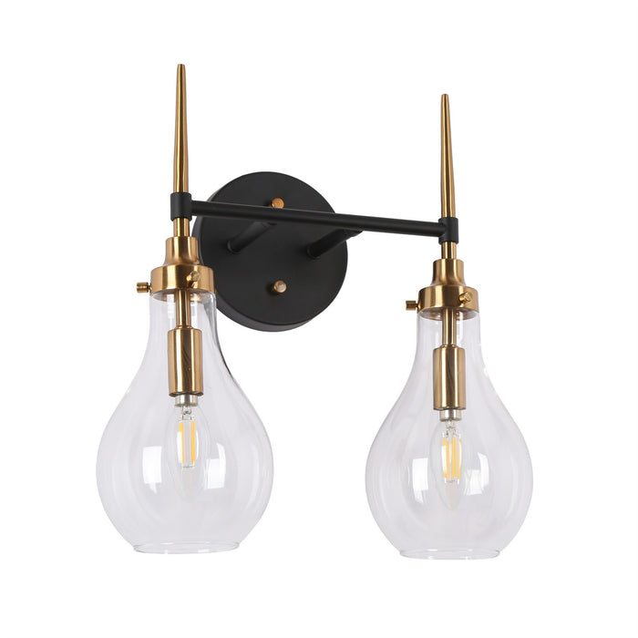 Luxite 2-Light Black and Brass Bathroom Vanity Light