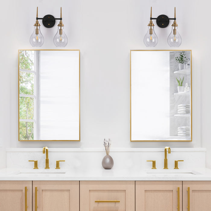 Luxite 2-Light Black and Brass Bathroom Vanity Light