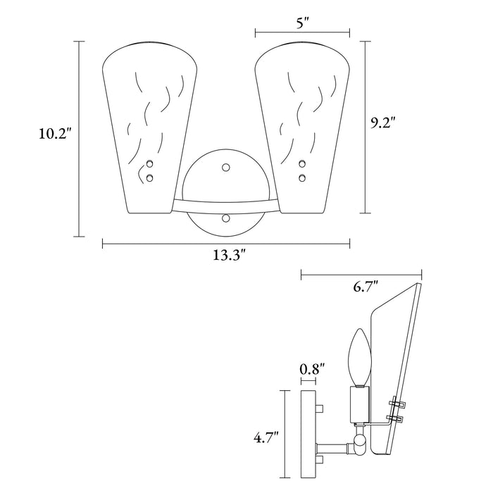 Aufenro 2-Light Brass Bathroom Vanity Light