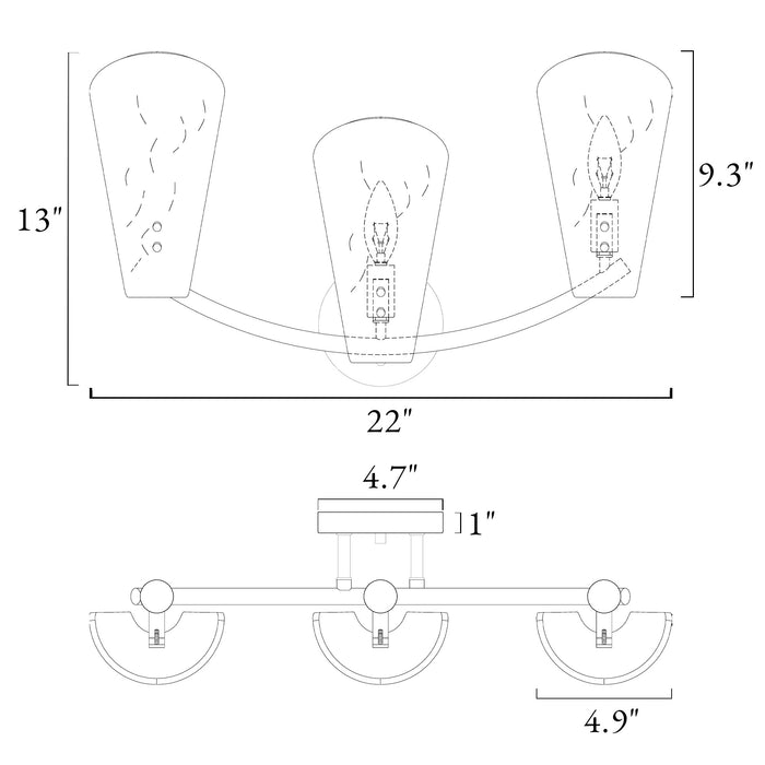 Aufenro 3-Light Brass Bathroom Vanity Light