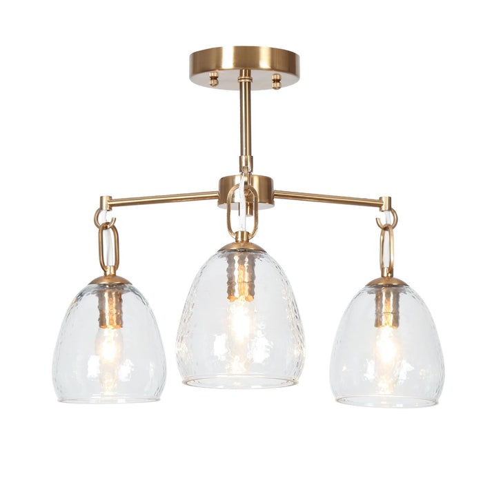 Maviren 3-Light Brass Semi-Flush Mount Light