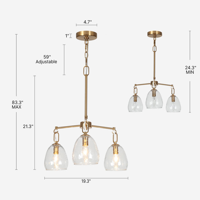 Maviren 3-Light Brass Chandelier