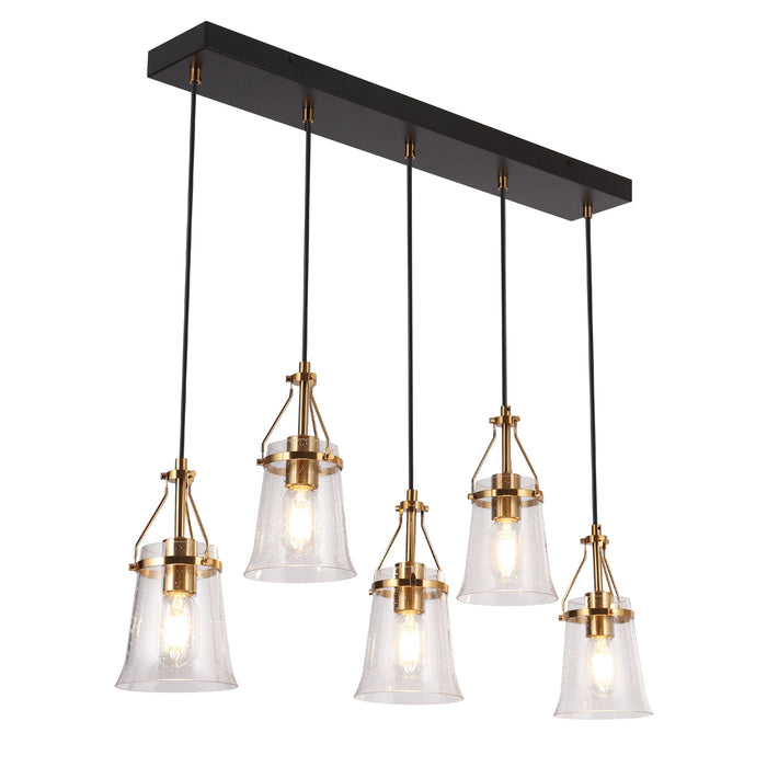 Auisre 5-Light Black and Brass Island Light