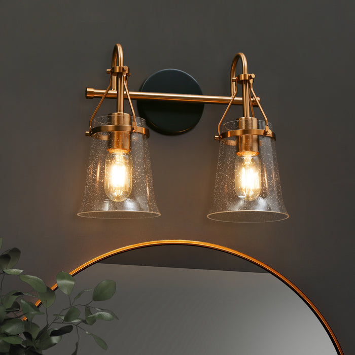 Auisre 2-Light Black and Brass Bathroom Vanity Light