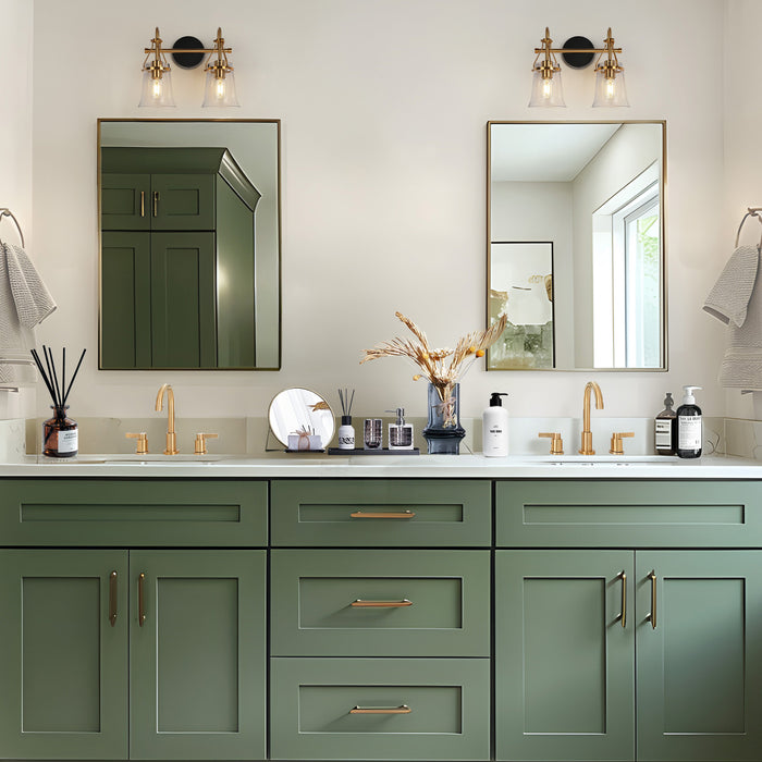 Auisre 2-Light Black and Brass Bathroom Vanity Light