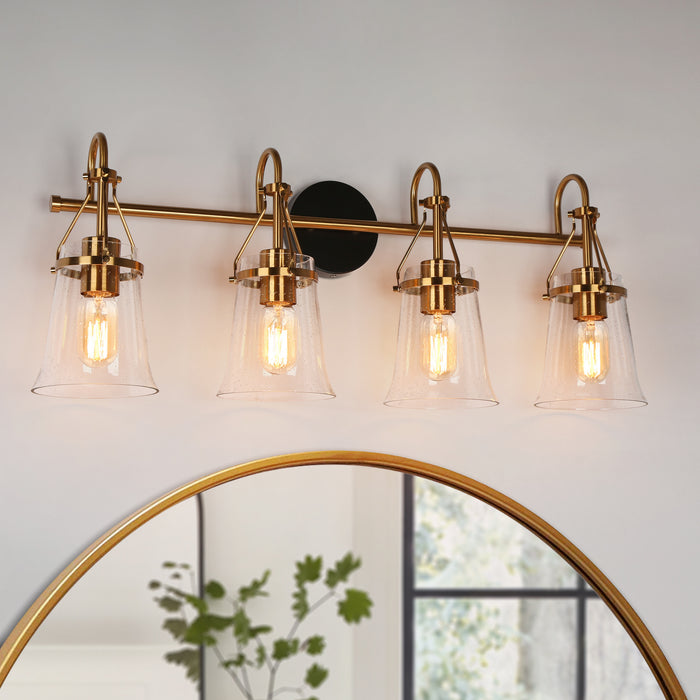 Auisre 4-Light Black and Brass Bathroom Vanity Light