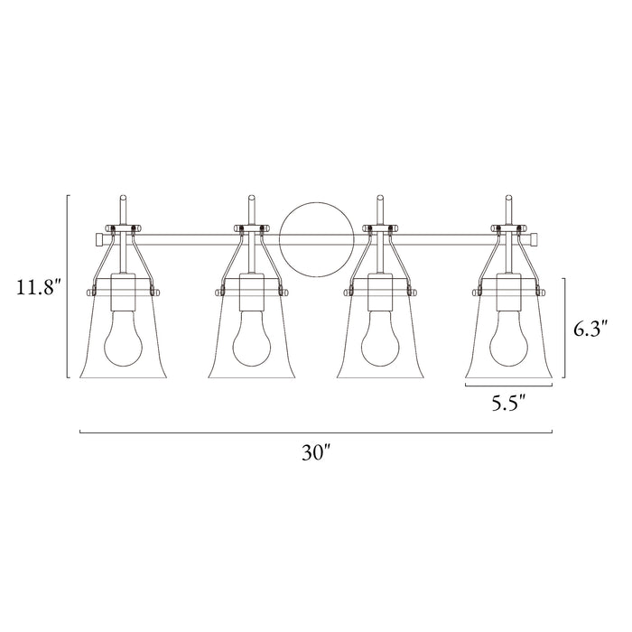 Auisre 4-Light Black and Brass Bathroom Vanity Light