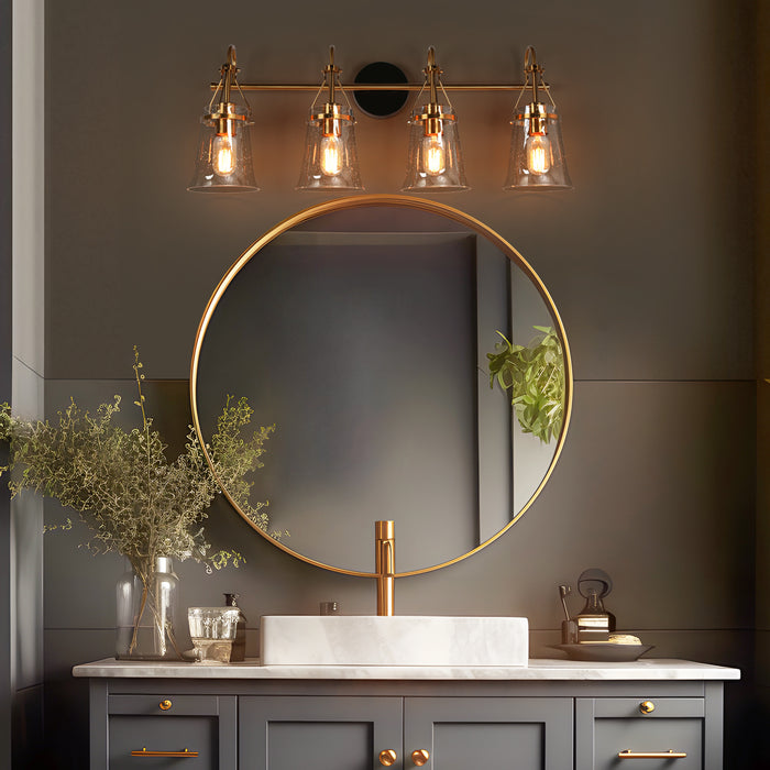 Auisre 4-Light Black and Brass Bathroom Vanity Light