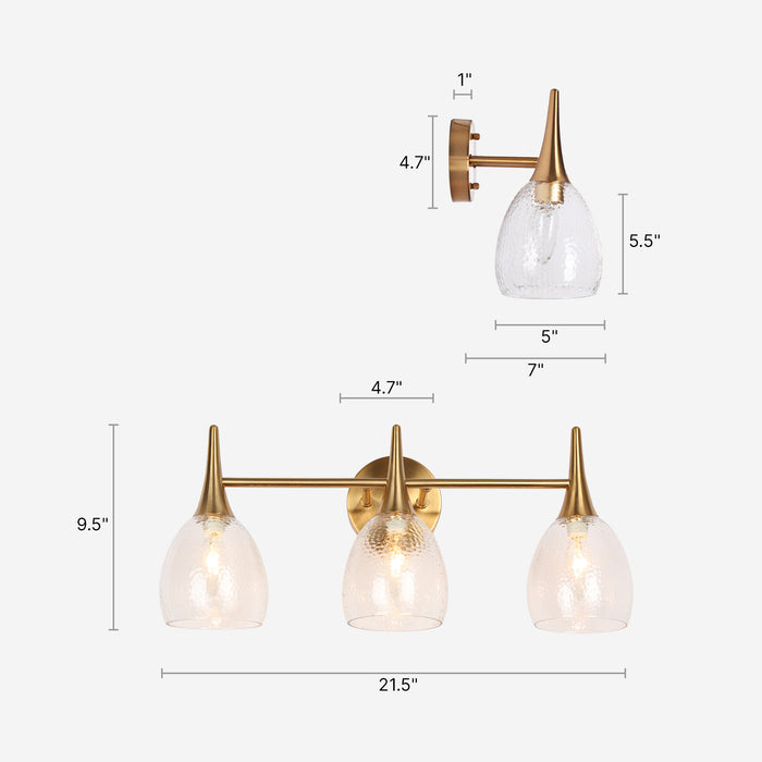 Cymerl 3-Light Brass Bathroom Vanity Light