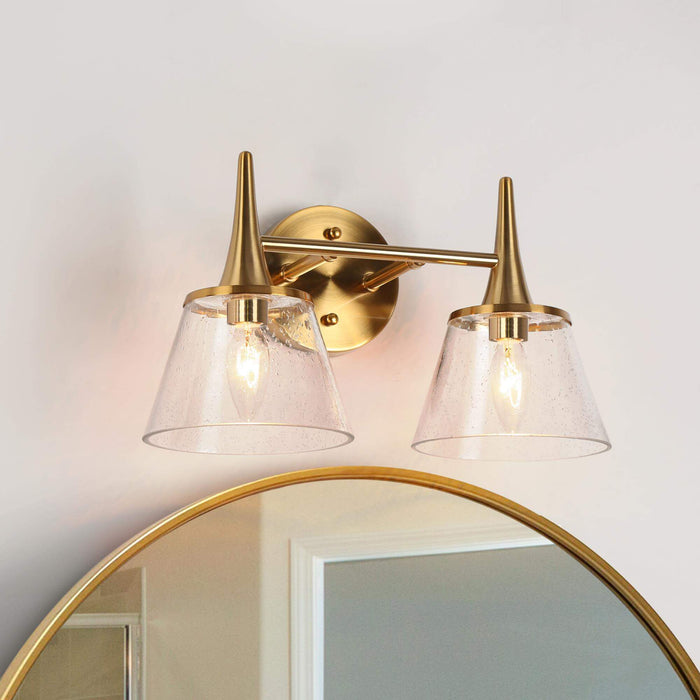 Quordi 2-Light Brass Bathroom Vanity Light