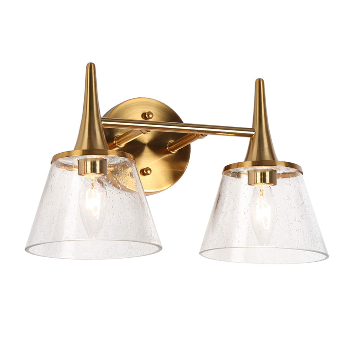 Quordi 2-Light Brass Bathroom Vanity Light