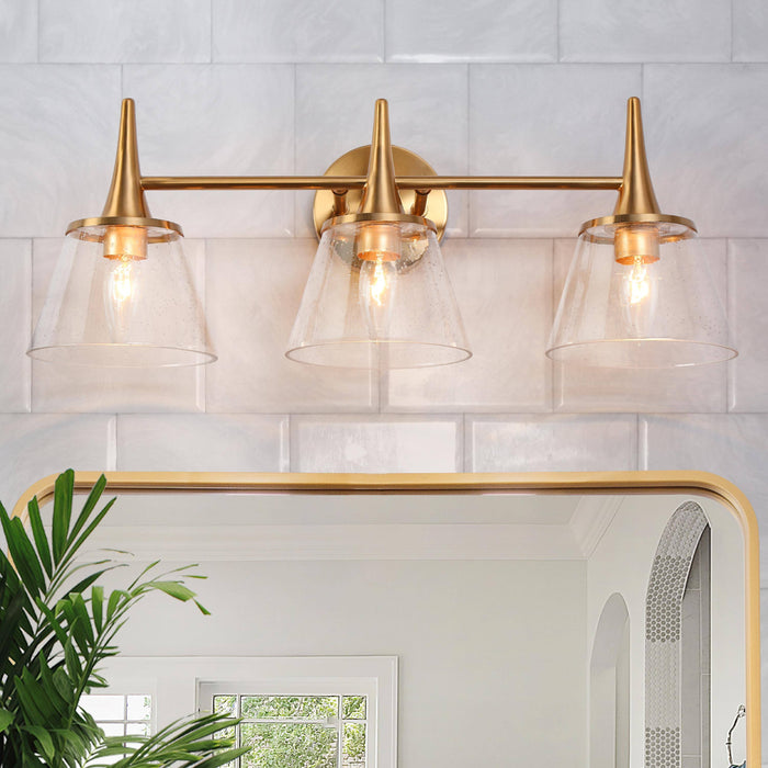 Quordi 3-Light Brass Bathroom Vanity Light