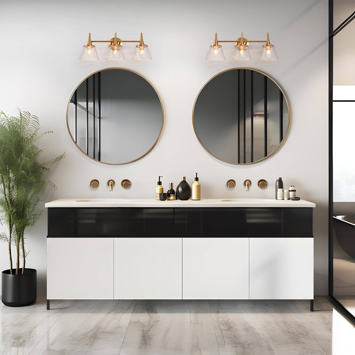 Quordi 3-Light Brass Bathroom Vanity Light