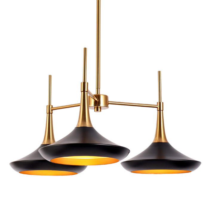Jolyves 3-Light Black and Brass Chandelier