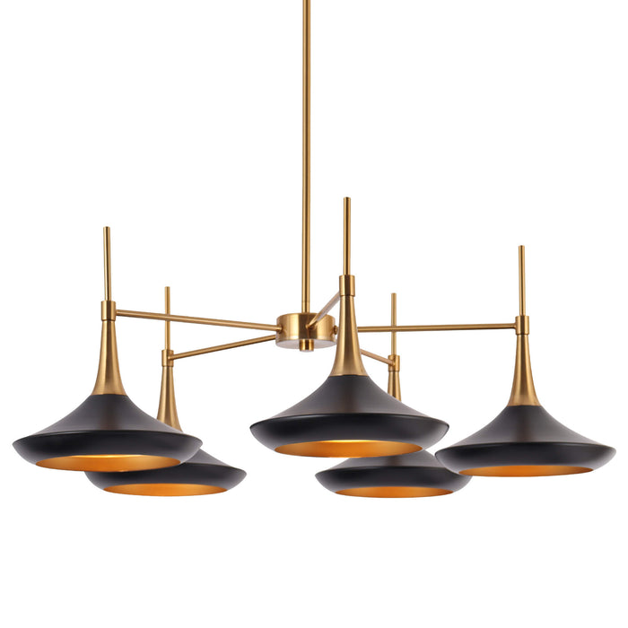 Jolyves 5-Light Black and Brass Chandelier