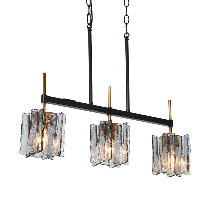 Echona 3-Light Black and Brass Island Light