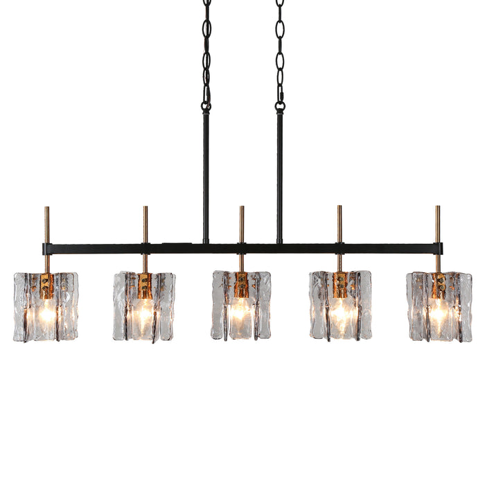 Echona 5-Light Black and Brass Island Light