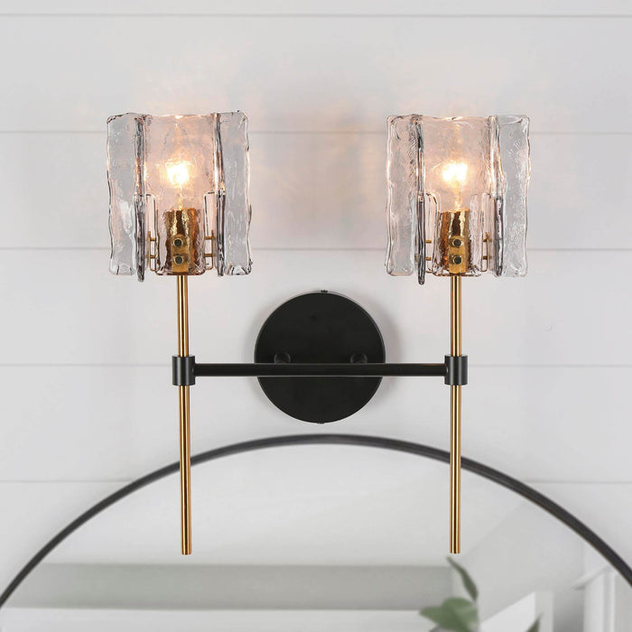 Echona 2-Light Black and Brass Bathroom Vanity Light