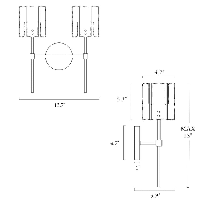 Echona 2-Light Black and Brass Bathroom Vanity Light