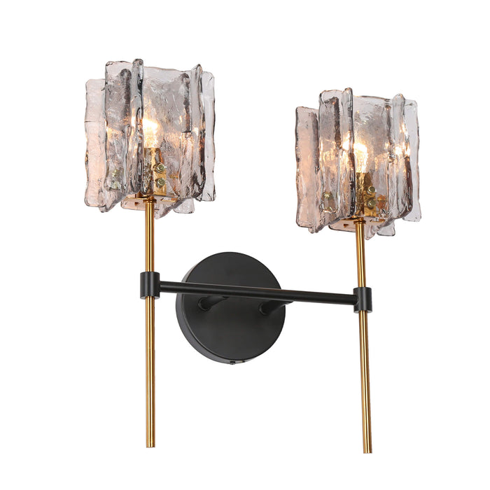 Echona 2-Light Black and Brass Bathroom Vanity Light