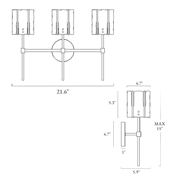 Echona 3-Light Black and Brass Bathroom Vanity Light
