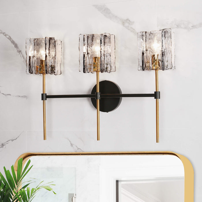 Echona 3-Light Black and Brass Bathroom Vanity Light